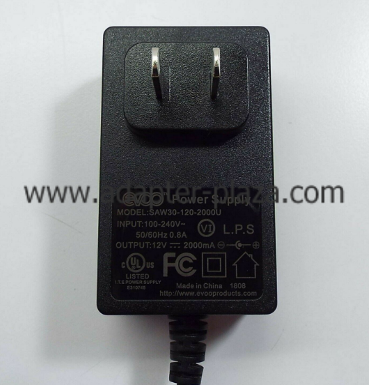 *Brand NEW* EVOO SAW30-120-2000U 12V 2000mA AC DC Adapter POWER SUPPLY